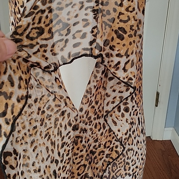 Jordan Taylor Leopard Print Brown & Gold Shear Beach Caftan Coverup M - Picture 7 of 11